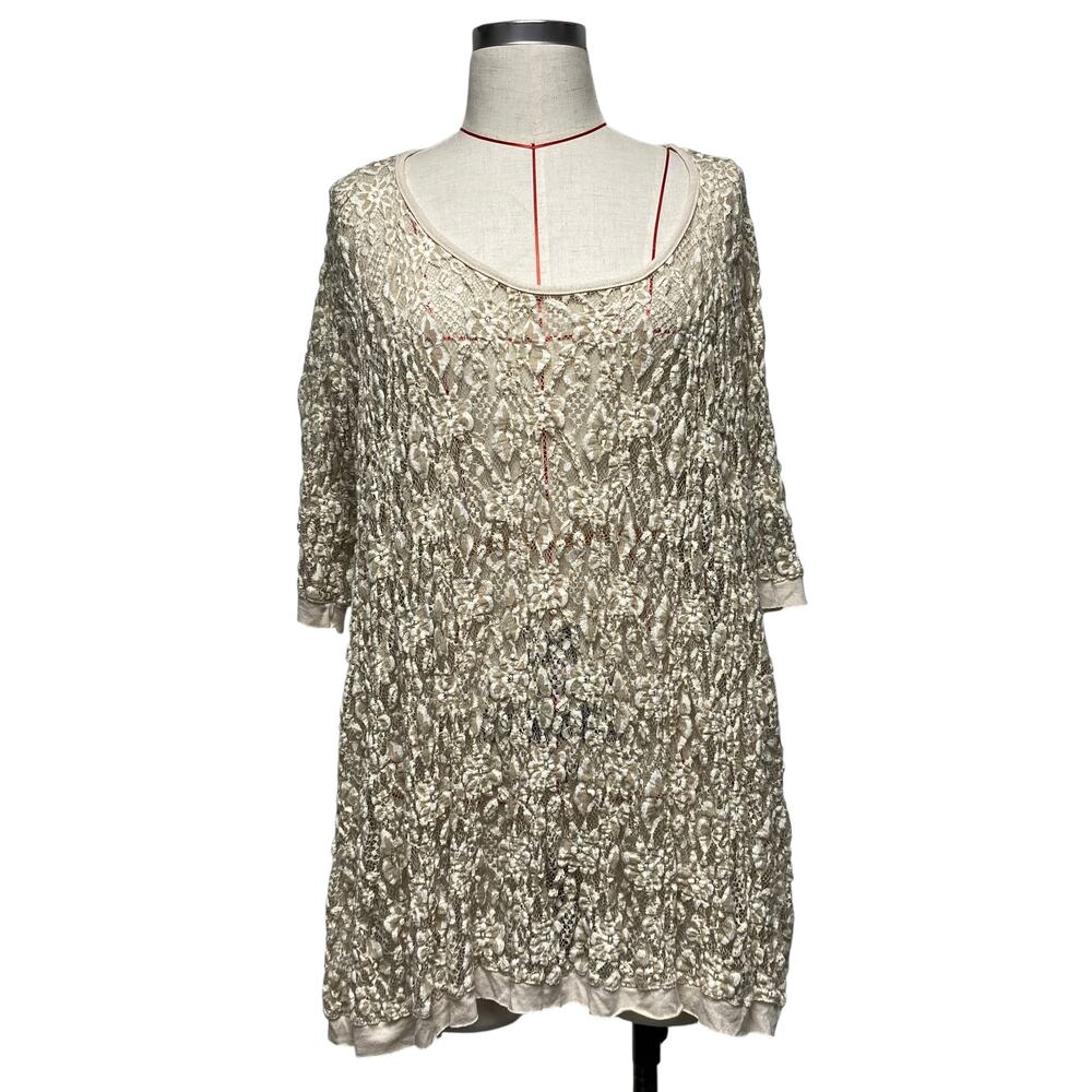 Vintage Surrealist USA Womens Size 2 Lace Semi Sheer Swing Top